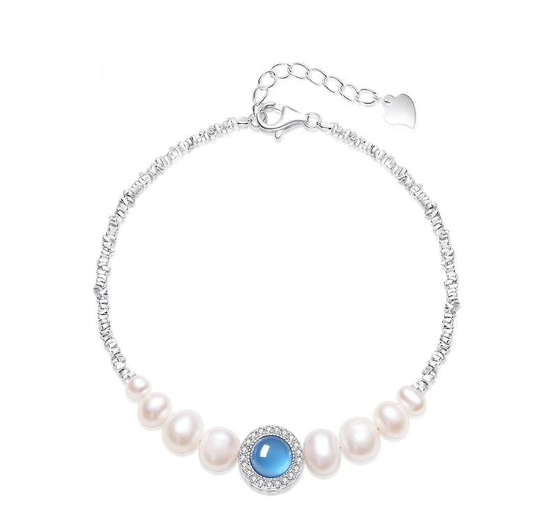 【中国直邮】 周大生 海洋之心碎银子珍珠手链女款纯银轻奢手饰  1条装