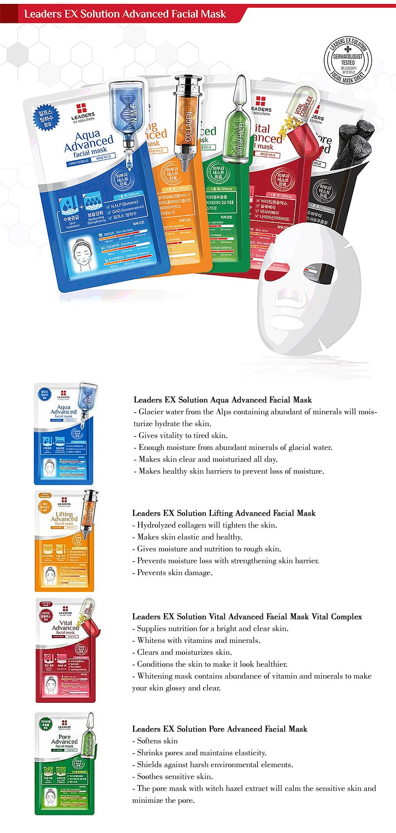 EX Solution Pore Advanced Facial Mask 10ea