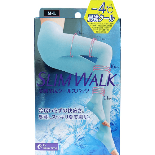 日本 SLIMWALK  强压力长筒凉感美腿纤瘦腿塑形袜 加长包臀款 M-L 1pcs