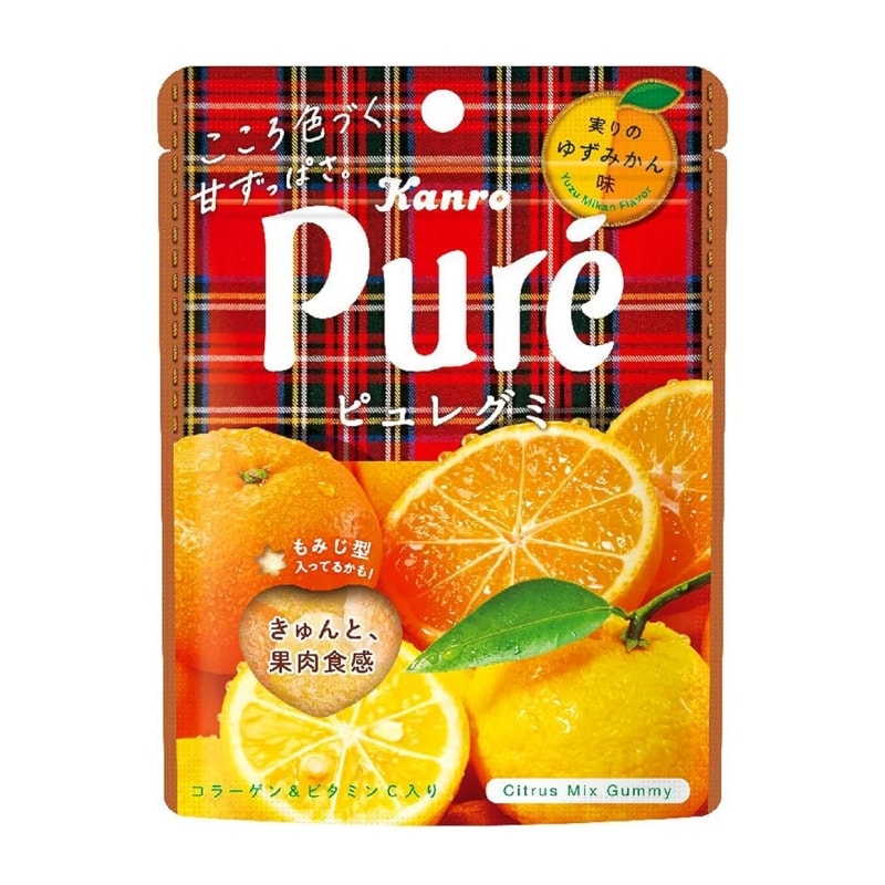 【日本直邮】日本KANRO PURE 期限限定  果汁弹力软糖 柚子橘子味 56g