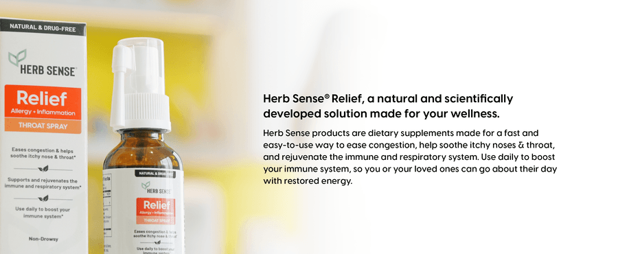 【美国】Herb Sense® Relief  过敏 + 咽喉炎症 喉咙喷雾剂 1瓶 30 fl oz