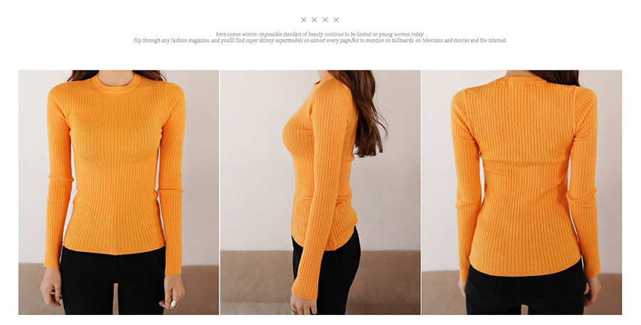 Ribbed Knit top #Orange One Size(S-M)