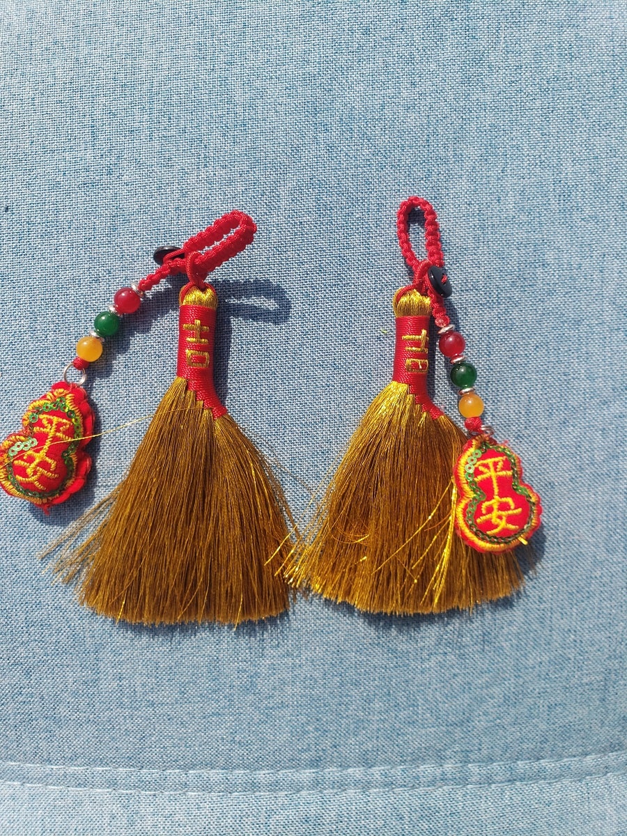 平安葫芦金扫帚挂件纯手工编织趋吉避凶吉祥挂件中华传统文化饰品 一件