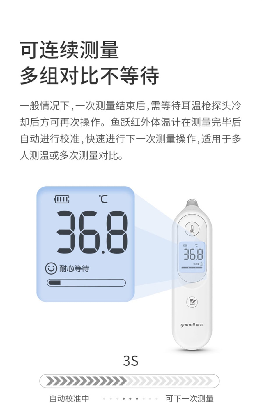 【中國直郵】魚躍 耳溫槍測溫槍電子體溫計槍嬰幼兒家醫專用精準測人體溫溫度計 耳溫槍測溫槍電子體溫計槍嬰幼兒家醫專用精準測人體溫溫度計 耳溫槍YHT101