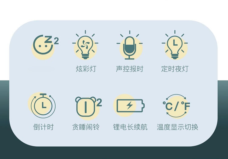 【中國直效郵件】 梵洛趣味龍鬧鐘檯燈帶聲控夜燈溫度計 綠色