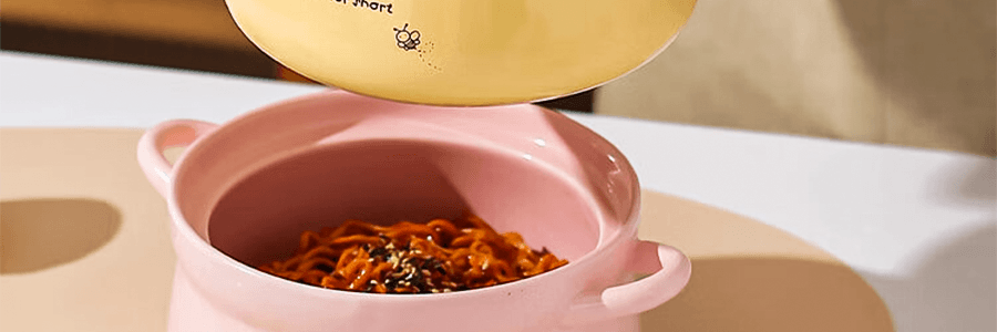 川島屋 迪士尼聯名系列 維尼熊陶瓷泡麵碗 附蓋雙耳飯碗麵碗 蓋子不可加熱 800ml