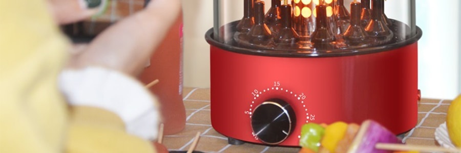 樂享PLUS 家用室內無菸烤串機 自動旋轉電烤肉爐 紅色 1次可烤12串【定時款】