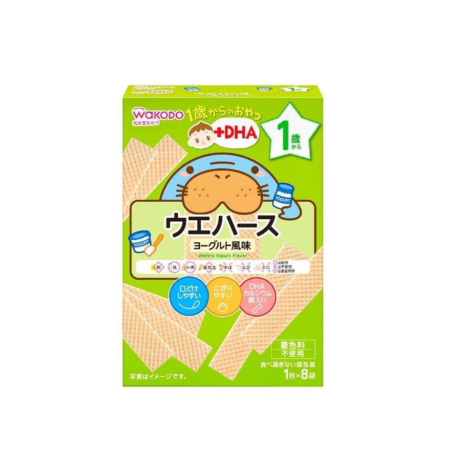 日本 WAKODO 和光堂 DHA磨牙威化饼干 酸奶味  1岁 32g Exp. Date: 2022.10