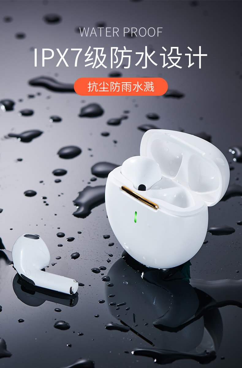 【中国直邮】 新款pro6蓝牙耳机无线运动蓝牙耳机白色