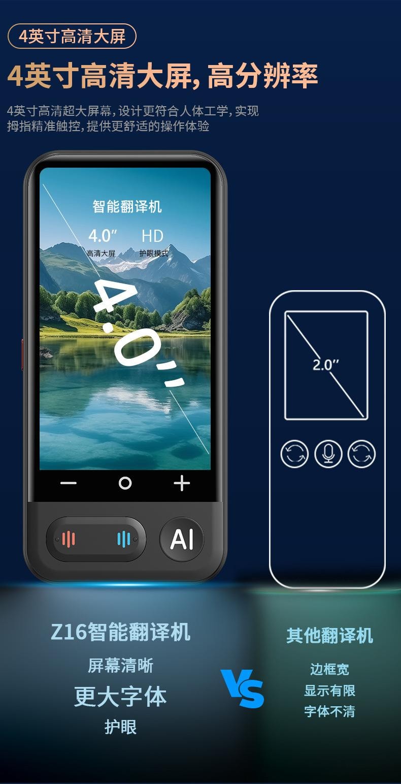 【中国直邮】 FOXTAIL 新款AI智能翻译机 多国语言 精准 离线翻译 商务 会议 同传翻译器-Z16 1个*|预计到达时间3-4周