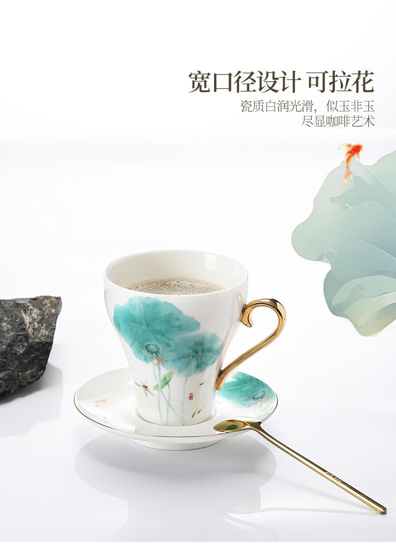 康樂品 景德鎮7件式茶咖共享杯懸浮蓋碗大號荷花一組正品高檔瓷器禮個人泡茶杯