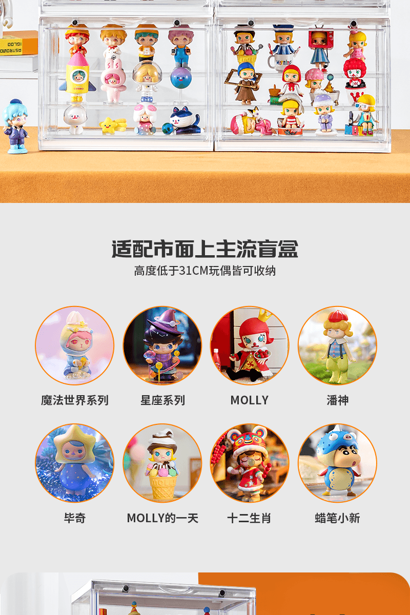 【中国直邮】星优盲盒手办收纳盒展示盒 泡泡玛特展示柜透明白 1个|*预计到达时间3-4周