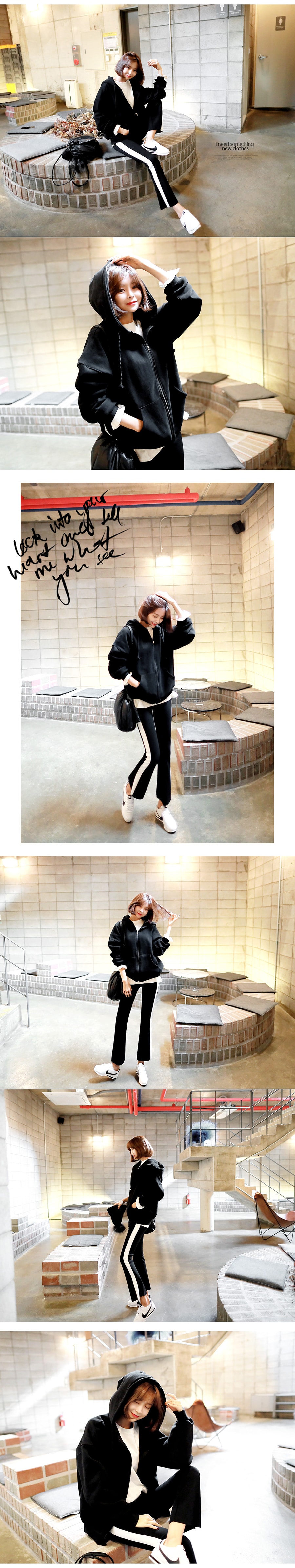 [Limited Quantity Sale] Side Striped Boot-Cut Ankle Leggings Black One Size(S-M)