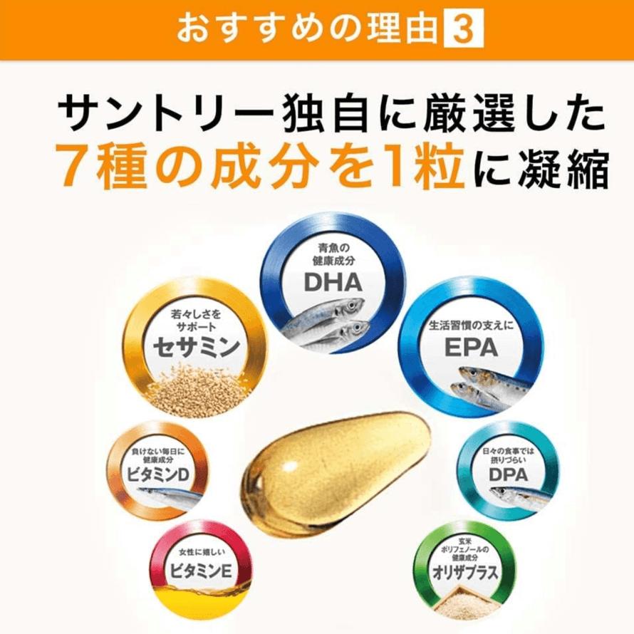 【日本直邮】三得利深海鱼油DHAEPA芝麻明EX提升基础健康力120粒