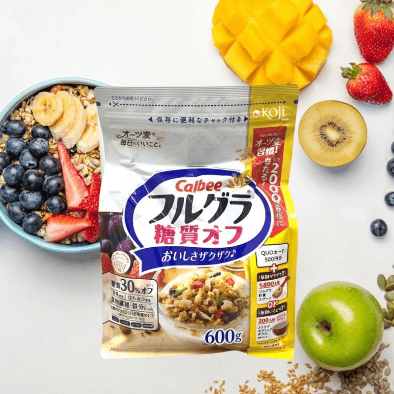 【日本直郵】Calbee卡樂比 營養穀物早餐 25%減糖風味 水果麥片 600g