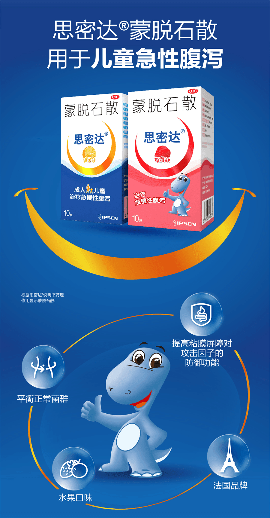 【中国直邮】 思密达 蒙脱石散 治疗急慢性腹泻拉肚子 止腹神器 (随机两盒装)