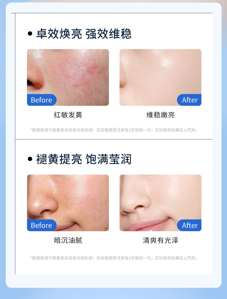 【中国直邮】碧素堂 补水保湿修护面部 舒缓修护 积雪草舒缓补水面膜10片/盒