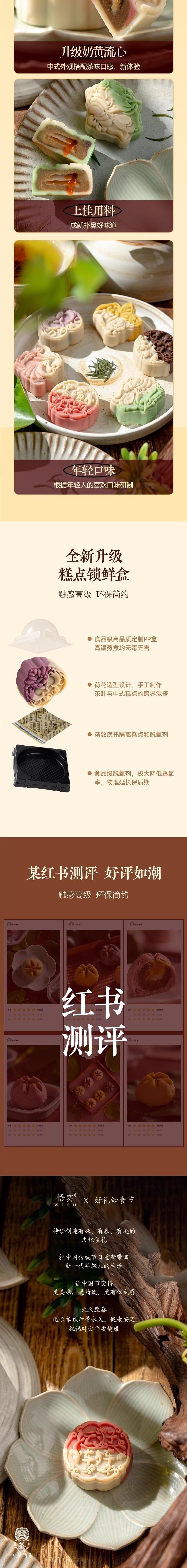 【中国直邮】 悟实 「幻彩吉语」奶黄茶流心月饼桃山皮茶点 散装6个6味中式糕点手工月饼