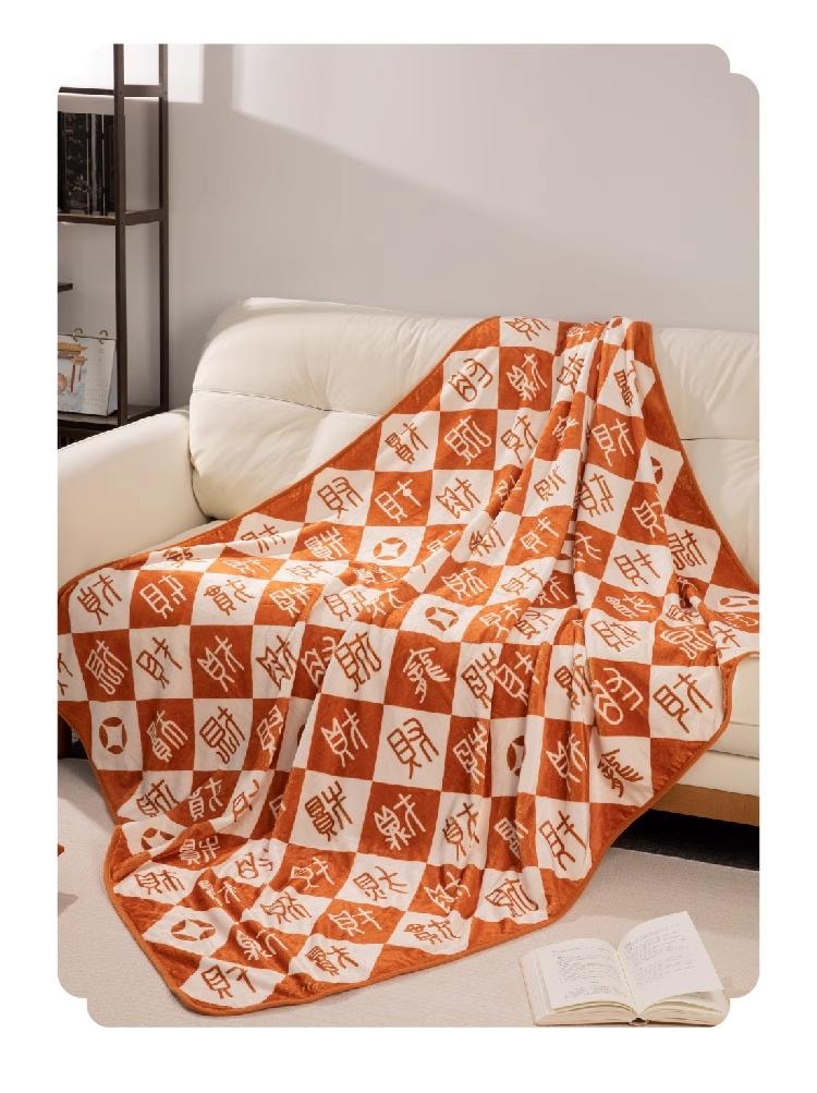 故宫淘宝 百福毯毛毯 午睡毯 文创毯子 新婚结婚订婚 新年生日礼物 170x130cm