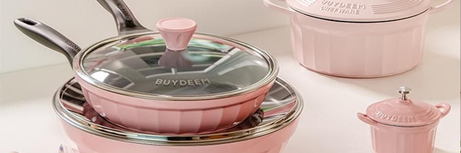 BUYDEEM北鼎 不沾平底煎鍋 家用少油煙易清洗 26cm 桃夭粉 PL42/A1