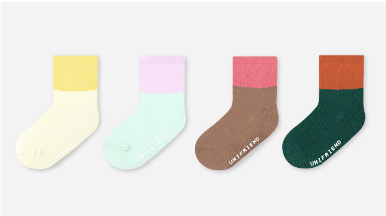 韩国 Unifriend 婴儿及儿童 MOMO 袜子 中号 16 cm (长度) x 16 cm (踝) 4 件套