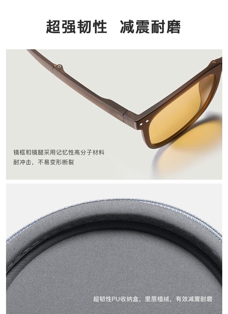 [中國直郵] 2022年新款折疊墨鏡女 夏防曬 偏光防紫外線 太陽眼鏡 淺茶色 隨機贈送收納包