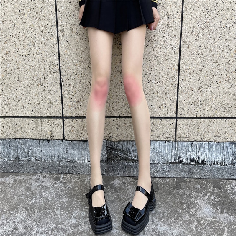 【中国直邮】爪哇岛 超薄膝盖腮红丝袜 白色渐变色 JK日系丝袜 1件