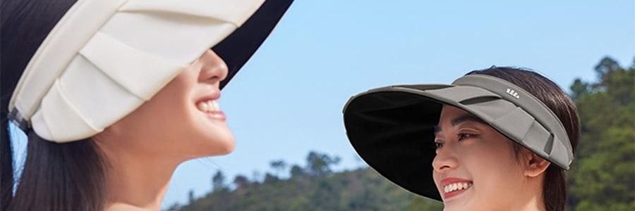 BENEUNDER蕉下 女士百褶贝壳黑胶防晒帽子 夏季遮阳帽 防晒防紫外线 象牙米55-58cm