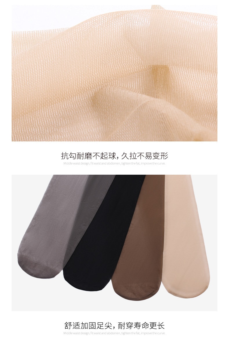 【中國直郵】寶娜斯 夏季新款鳳梨絲襪 15D薄款性感襪子 黑色15D-無痕T襠
