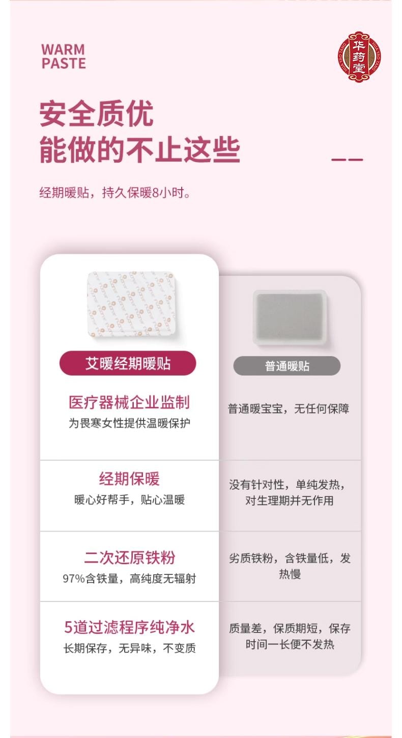 华药堂 美国 经期暖贴 痛经贴  暖宝宝 5pcs*1box