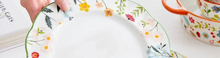 【中國直郵】LIFEASE 網易嚴選 田園手繪美式餐具系列 方盤-新田園手繪-碗4隻