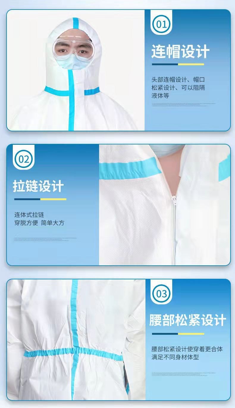 【中國直郵】海氏海諾 醫用防護服一次性醫護醫院醫療隔離衣防疫服連體式全身 185cm碼 白色款