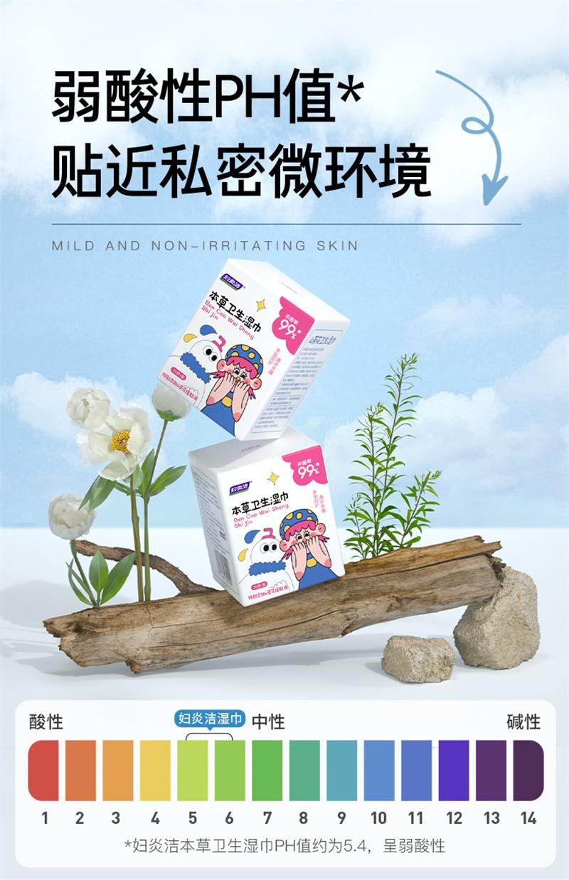 【中国直邮】 妇炎洁 卫生湿巾私护专用女湿巾纸洁阴护理清洁房事 20片/1盒