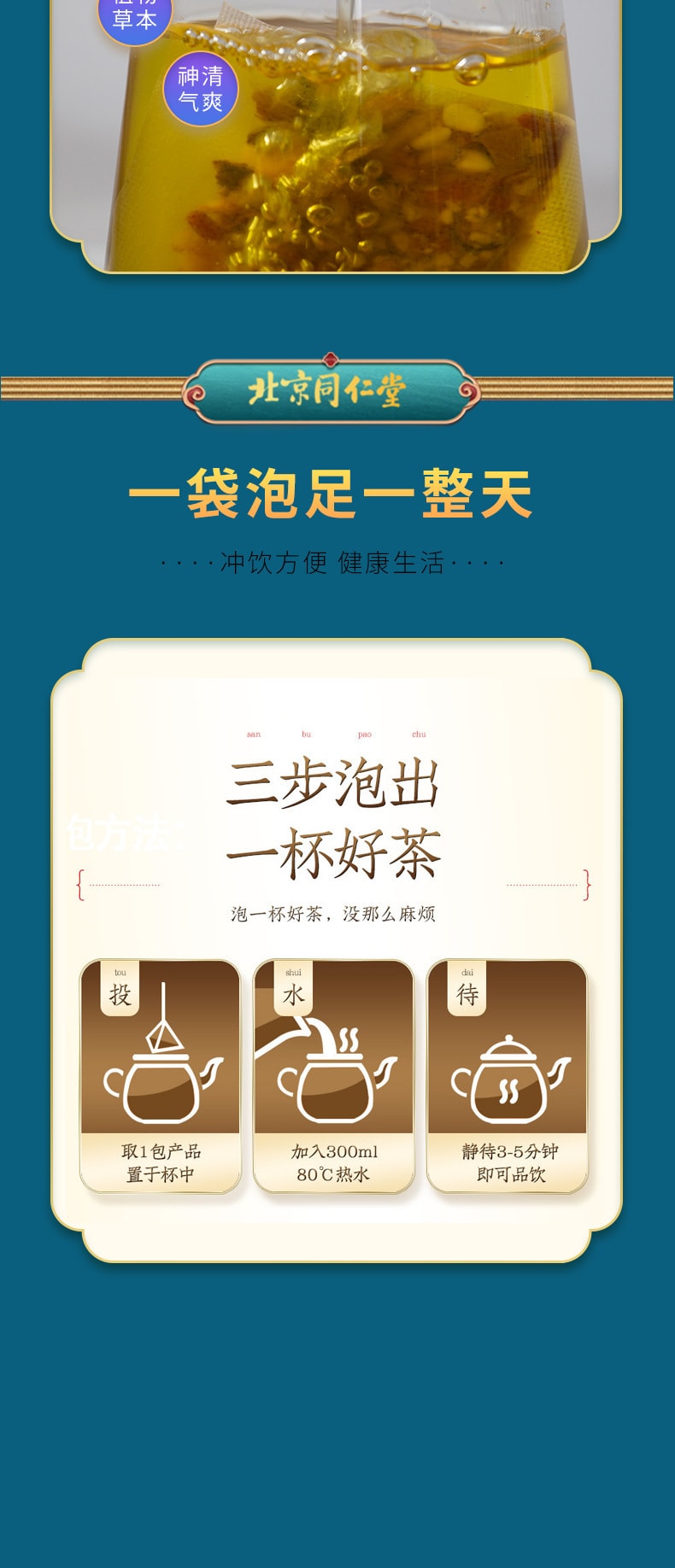 【中国直邮】北京同仁堂 芡实茯苓红豆薏米茶茯苓薏湿茶湿气茶160g/盒