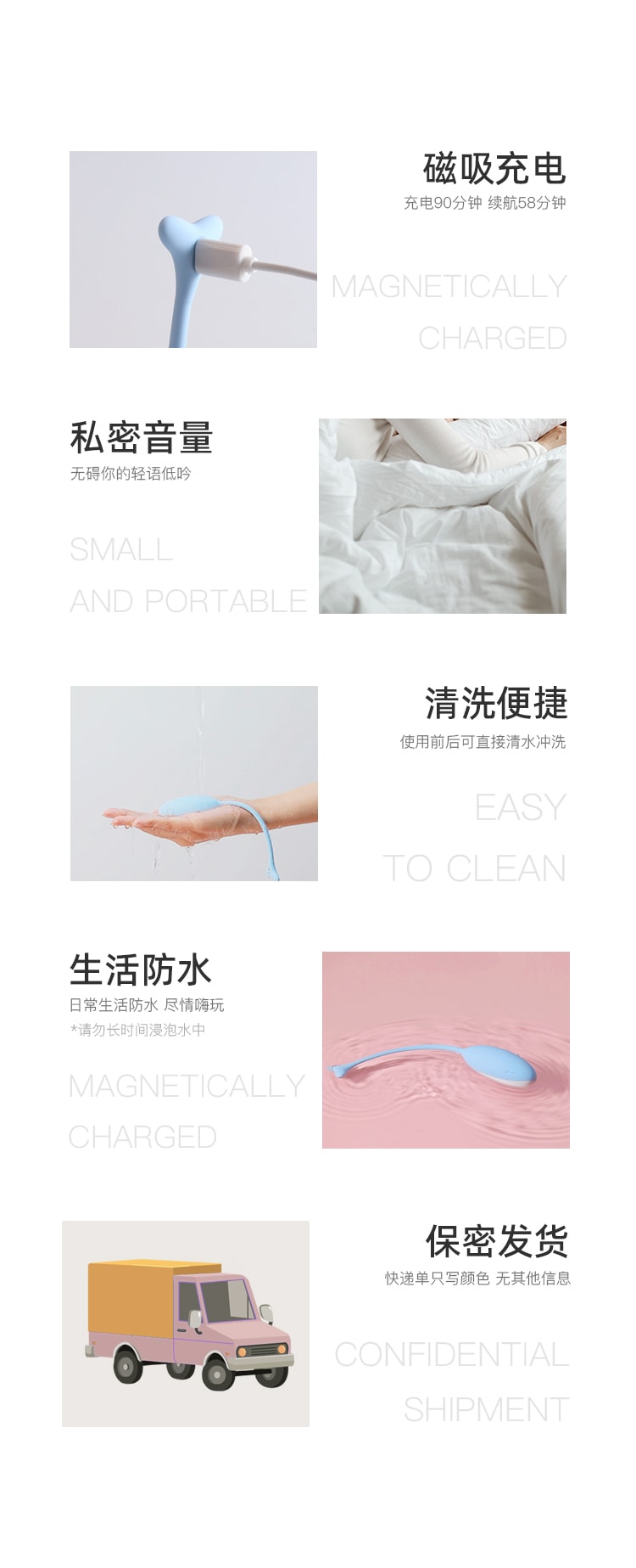 KISTOY 小鲸鱼跳蛋冲击震动按摩器女性情趣用具 成人用品 蓝色1件