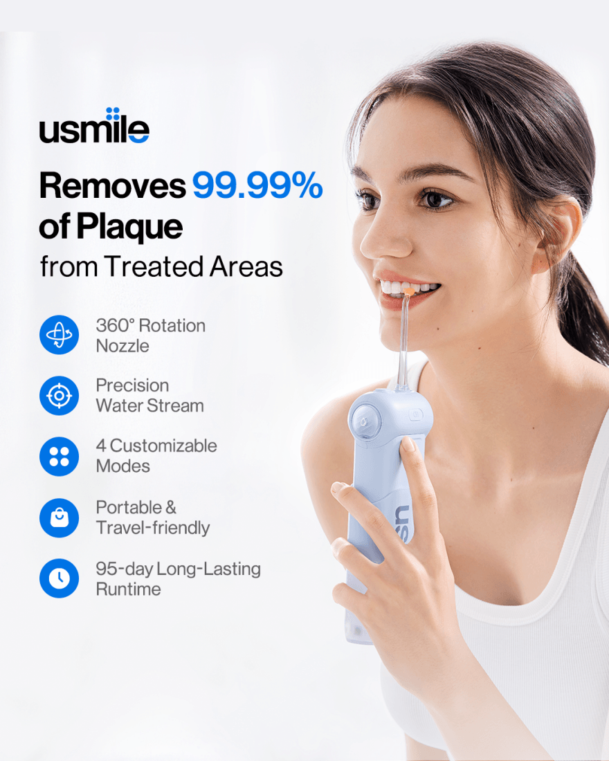 USMILE 升級版口腔護理盥洗包套餐 黑色五限時特價 1組 Y10PRO人工智慧引導電動牙刷+C10便攜式沖牙器