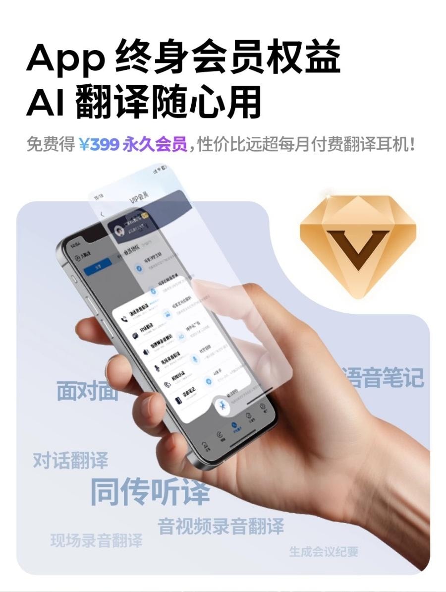 【中国直邮】 零豆 新AI翻译蓝牙耳机 会议录音 传译 无线 智能 苹果安卓 入耳降噪 - 白色 1个*