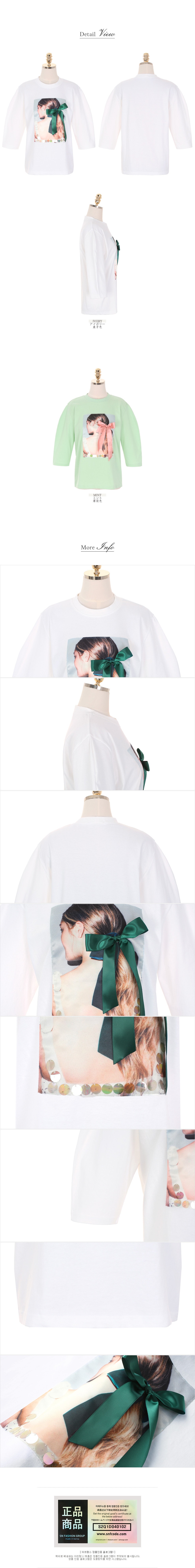 【韩国直邮】ATTRANGS 立体蝴蝶结装饰T恤 乳白色 均码