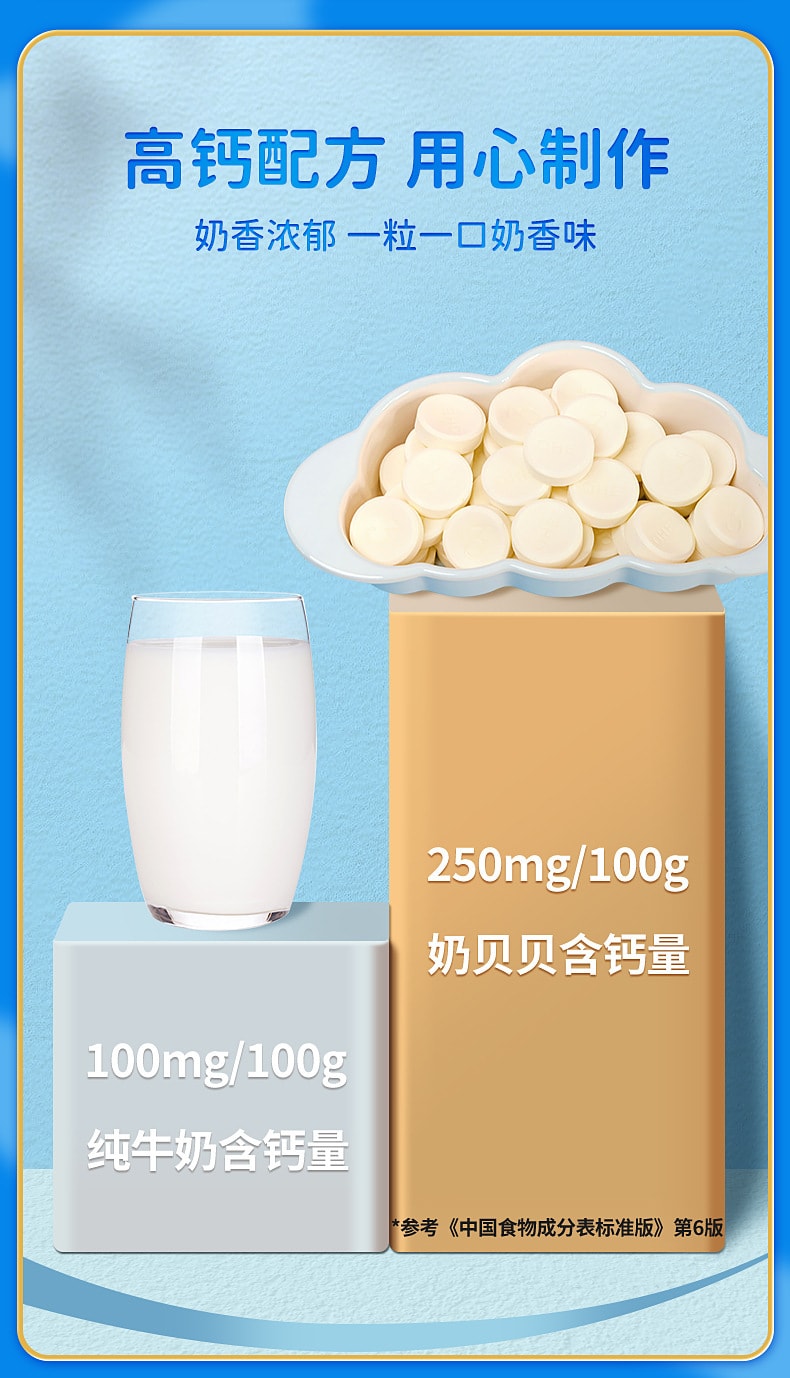 其嘉 小奶花 含牛初乳奶贝贝  320克 (20板 礼盒装) 160片 高钙型 无添加 随身零食