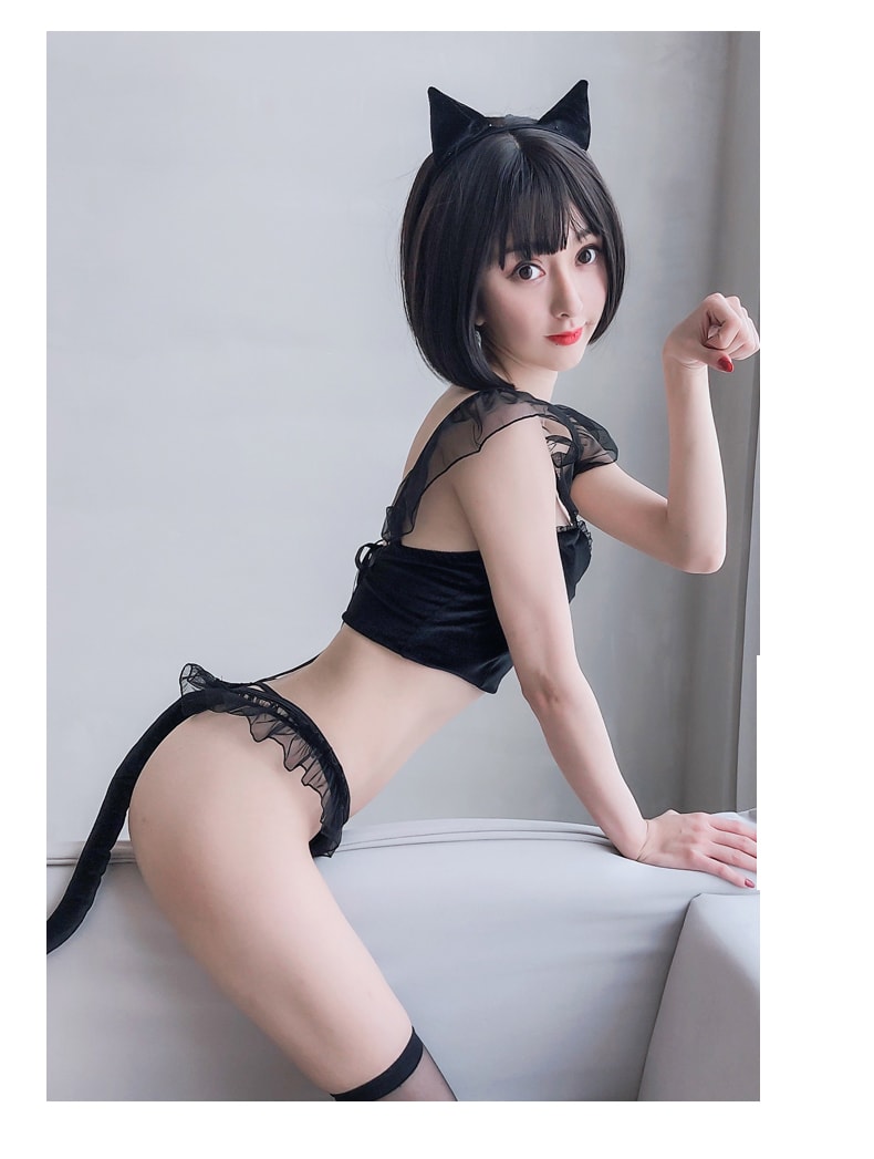 中国直邮 瑰若 可爱小萝莉猫女郎套装 灰色M一套 