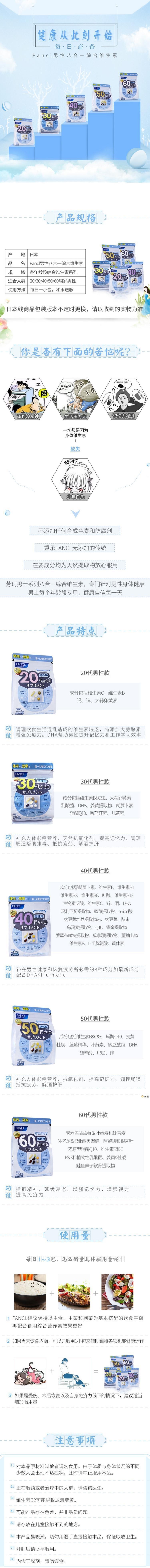 【日本直效郵件】FANCL年代維生素 男性綜合維生素營養素30日份 20歲