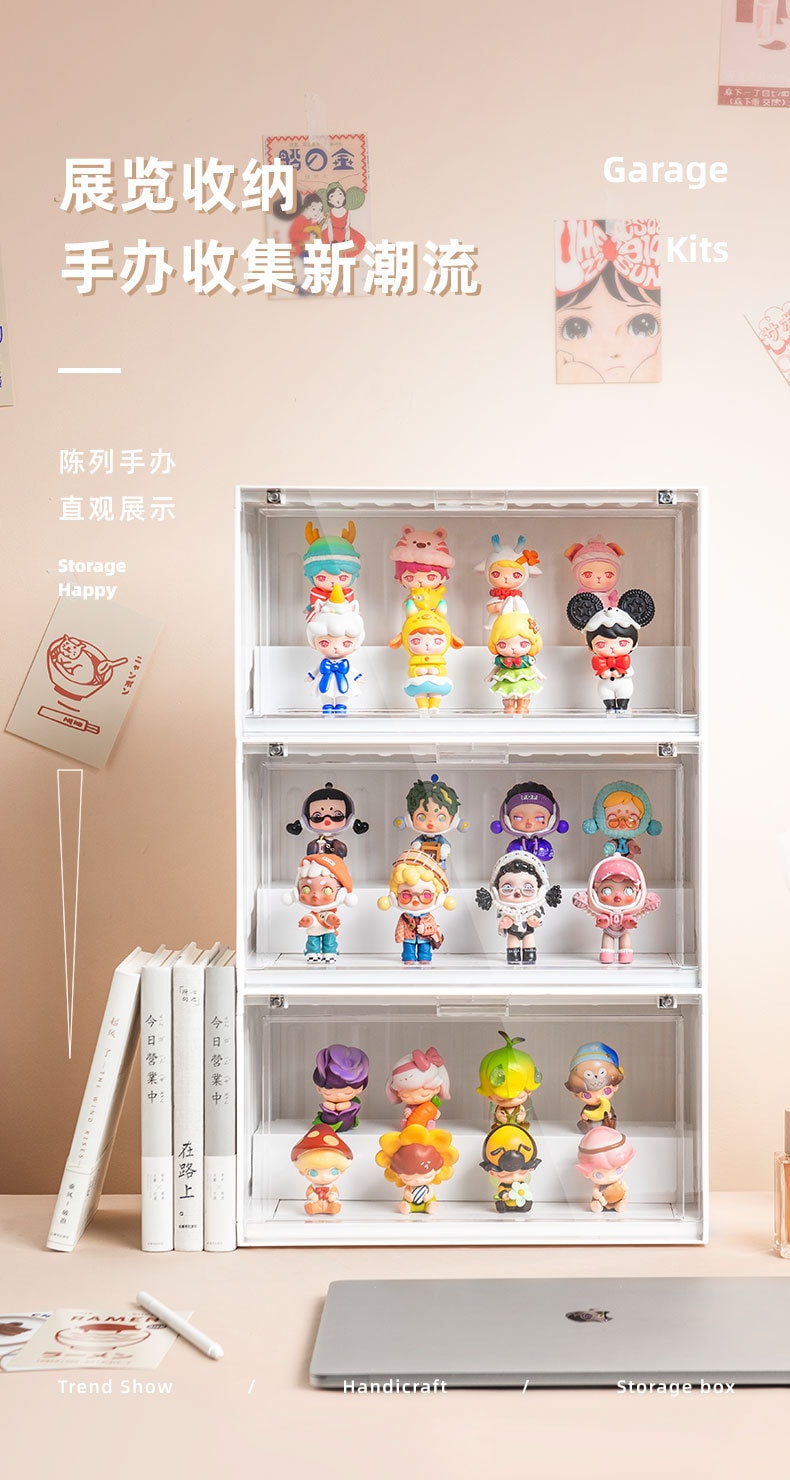 【潮玩家】盲盒手辦貨櫃收納盒展示盒 泡泡瑪特展示櫃 檸檬黃 1個