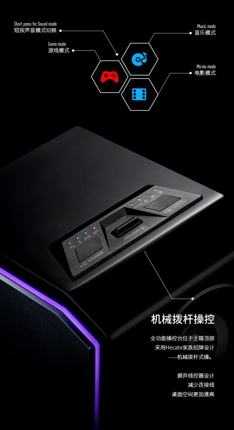 Edifier 漫步者 G5000 藍牙5.0 旗艦專業級電競遊戲音響 黑色