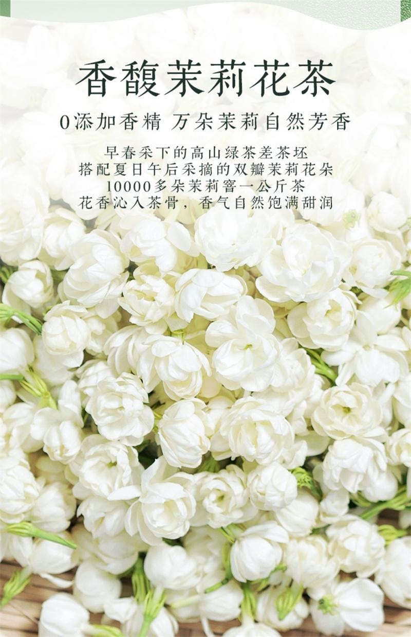 【中国直邮】 狮峰茶叶 茉莉花茶 2025新茶浓香型茉莉飘雪冷泡绿茶叶 100g