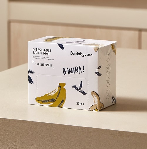 【中国直邮】BC BABYCARE 20片/盒-洛尔卡香蕉 一次性便携餐垫 儿童外出吃饭便携餐具防水隔污桌布餐桌垫