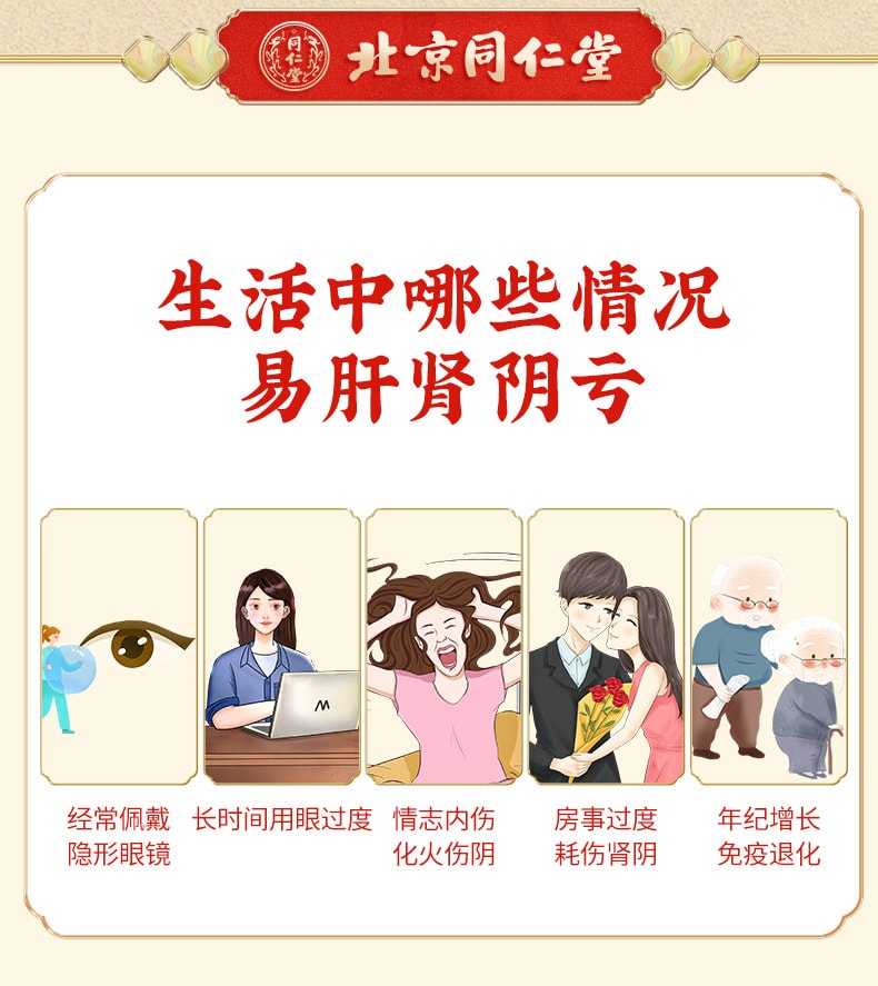 【中國直郵】同仁堂 杞菊地黃丸補腎養肝護肝保肝腎陰虛中藥10丸 x 1盒