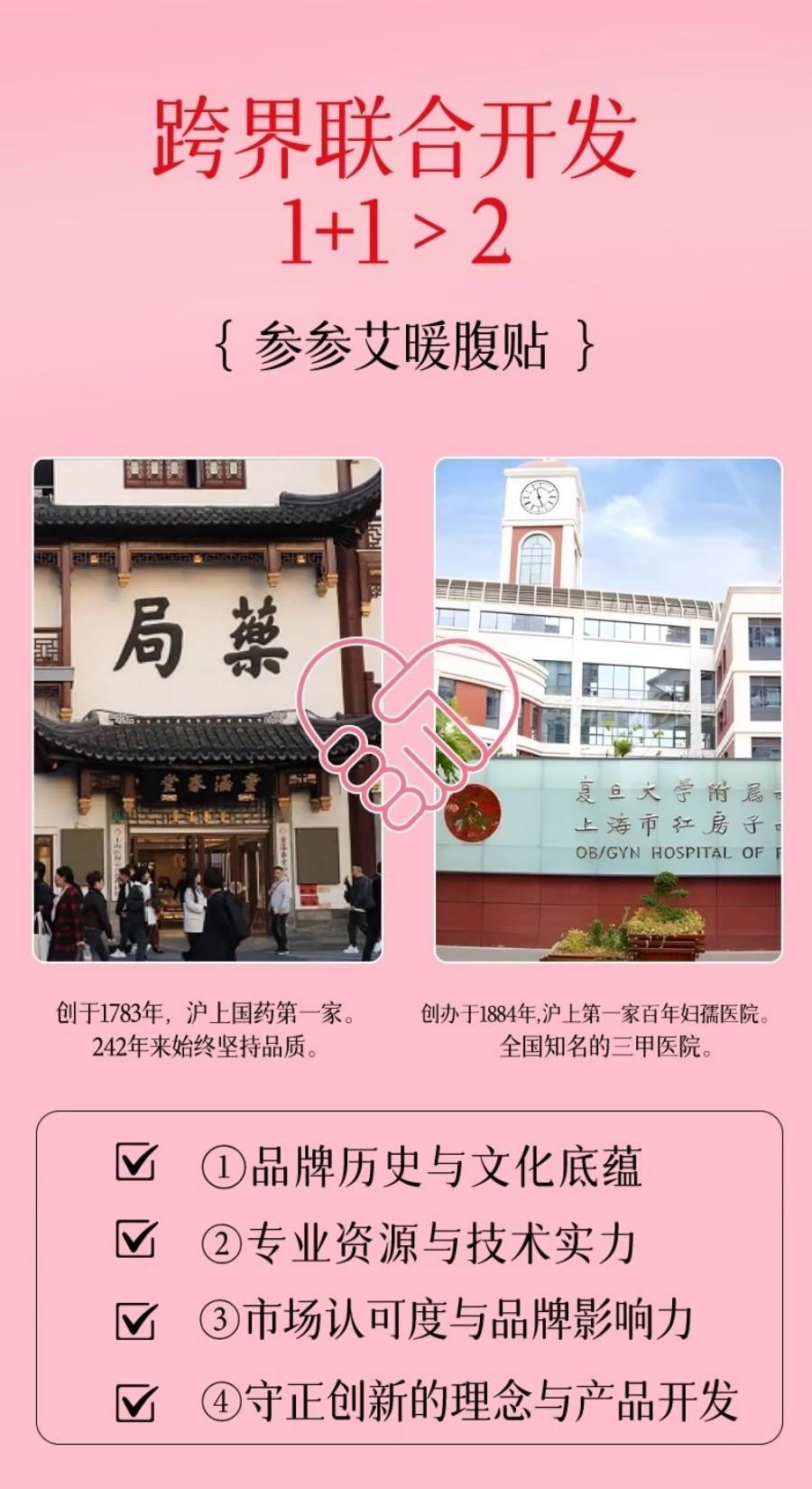 【中国直邮】 童涵春堂 【复旦大学旗下妇幼医院出品】红房子-参参艾暖腹贴女士暖宫驱寒养生(5片/盒)*3盒自发热蒸汽暖护女生用大姨妈暖肚贴【双手呵护的温暖】