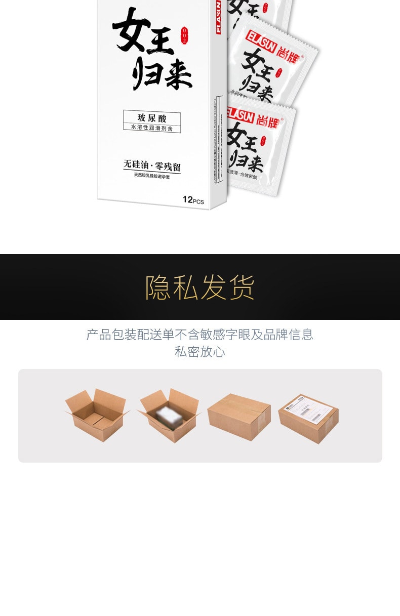 【中國直郵】尚牌 女王歸來 超薄潤滑舒適玻尿酸保險套 白色小盒12只裝