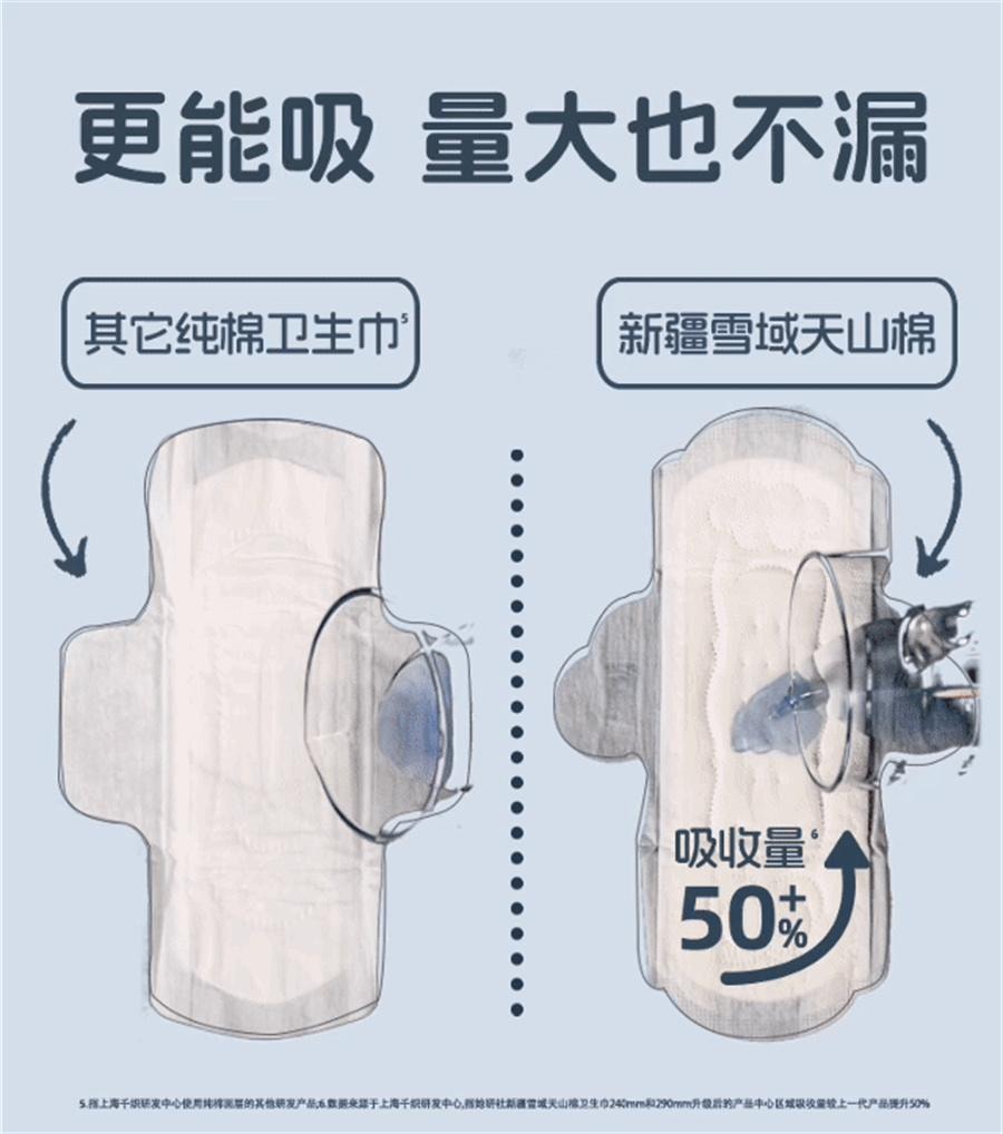 【中国直邮】 她研社 新疆纯棉卫生巾敏感肌夜用290mm*6片/包