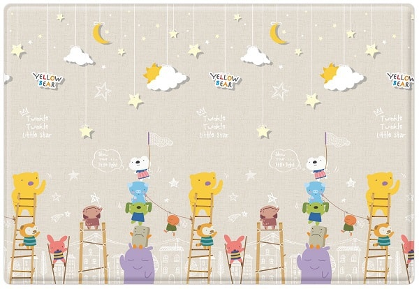 韩国PARKLON婴儿爬行毯 小熊摘星星款  L190 x 130 x 1.2 cm (74.8 x 51.2 x 0.5 in)